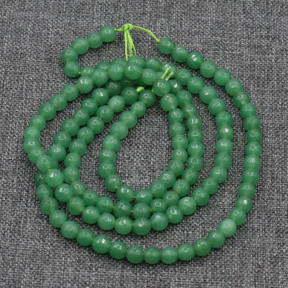 APDGG 6mm 5 Strands Green Aventurine Jade Round Faceted Beads Gemstone Beads 15
