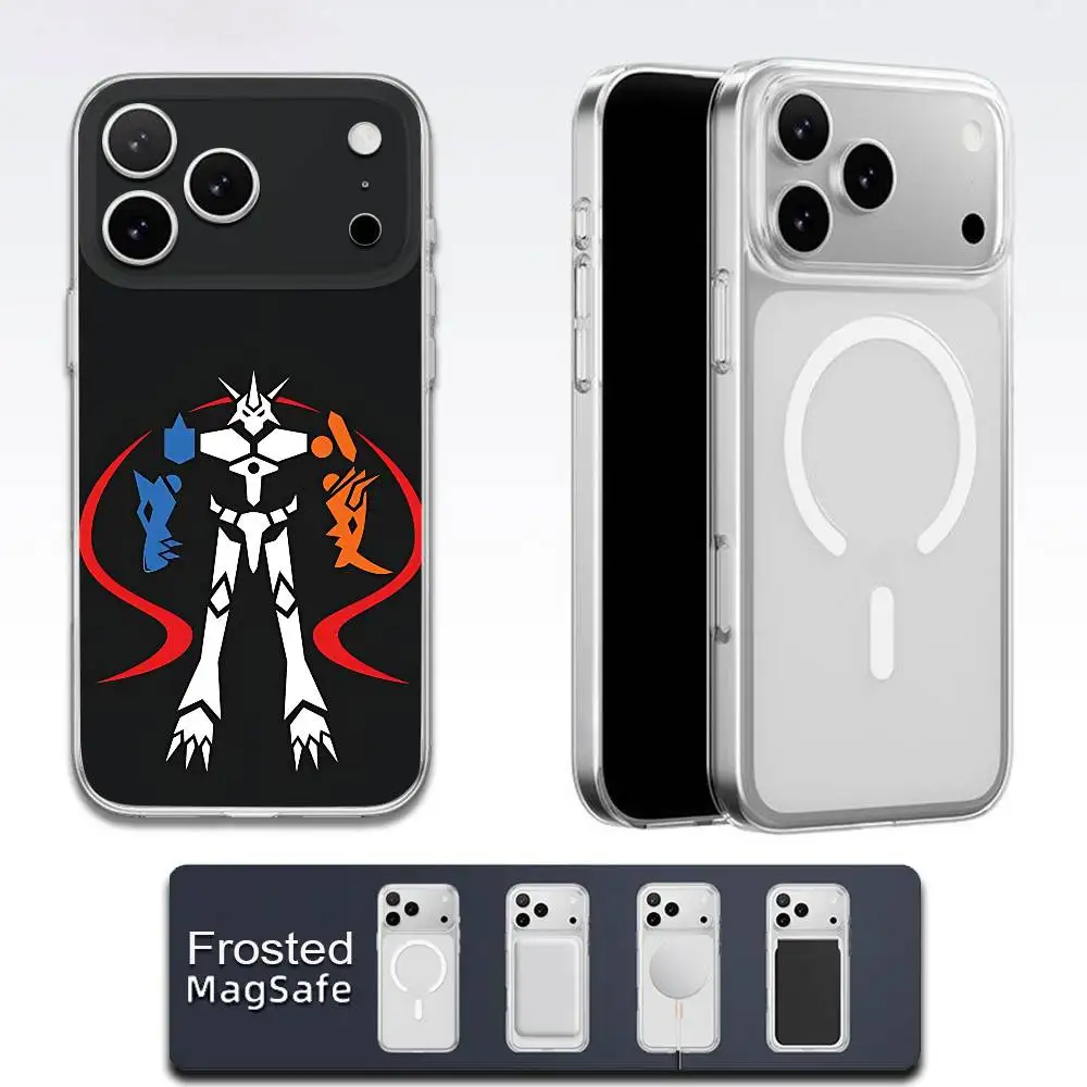 Фото O-Omnimon для iPhone 17, 16, 15, 14, 13, 12, 11, Pro, Max, Plus: Прозрачный белый чехол для телефона с магнитной беспроводной зарядкой №3