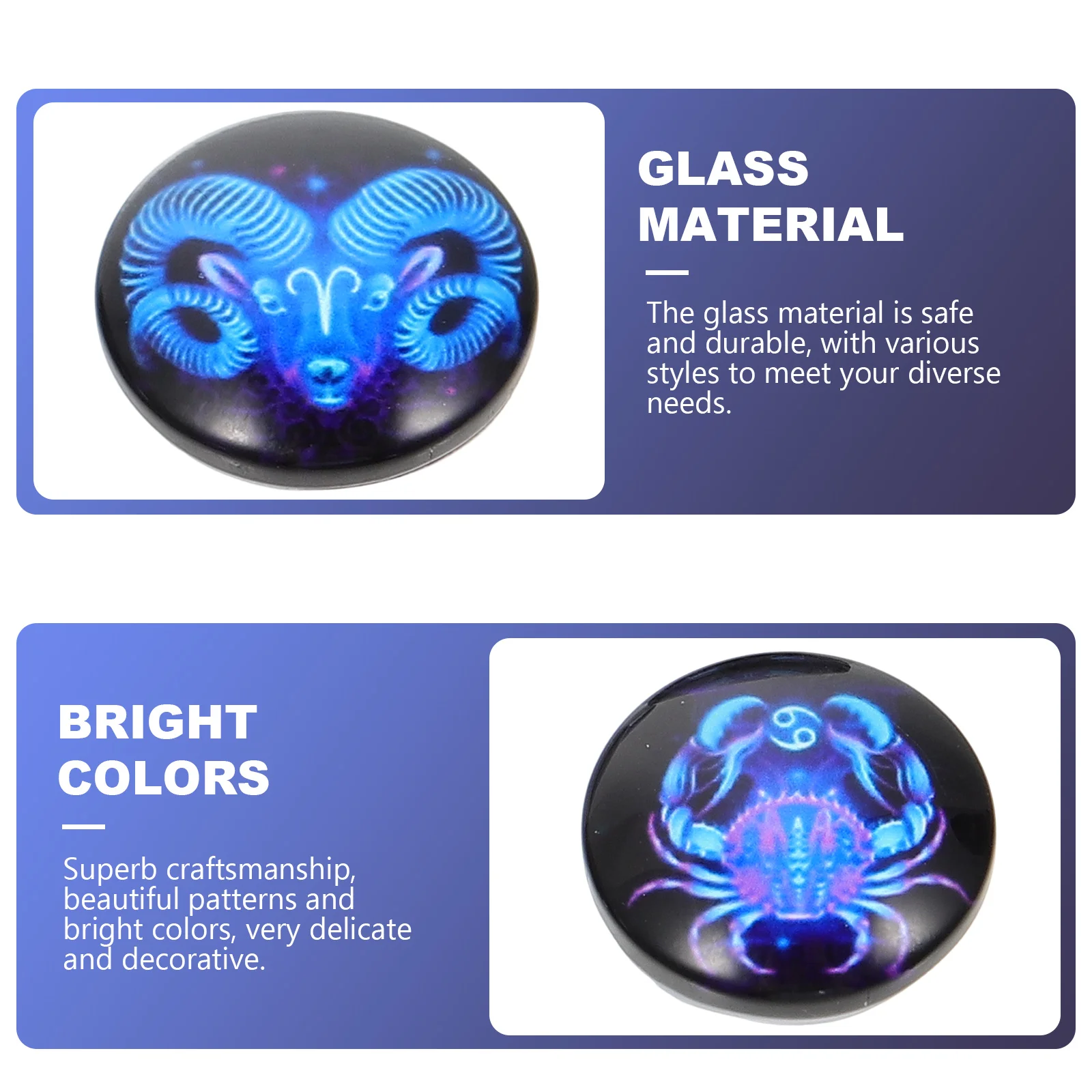

100 Pcs The Sign Bracelet Charms Jewelry DIY Material Glass Dome Gems Earrings Imitation Gemstone Patches Novel Pattern