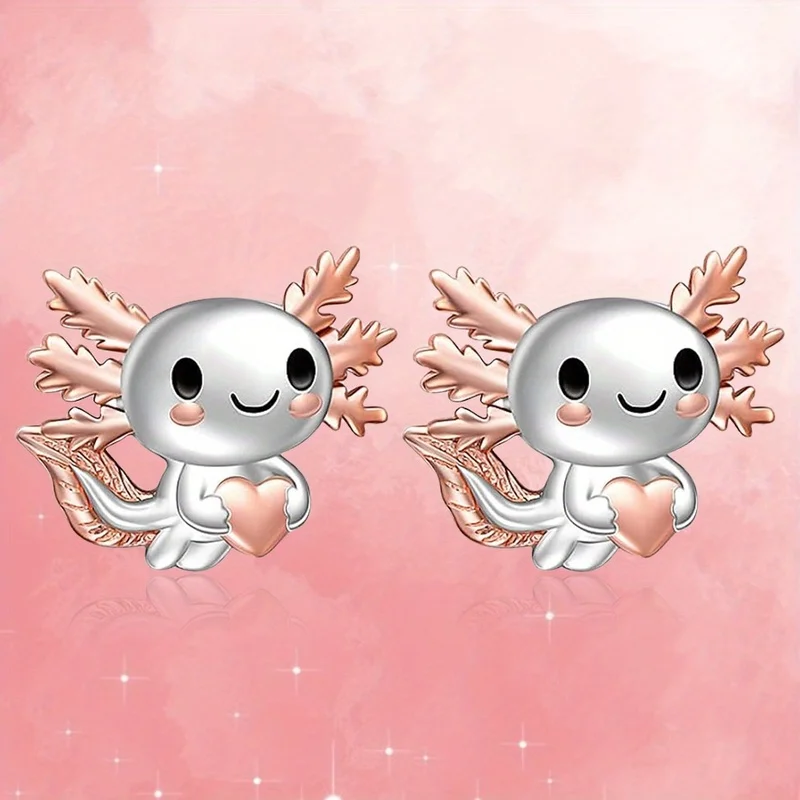 1 пара милых розовых серег саламандра-Яркий розовый тон идеальный подарок для