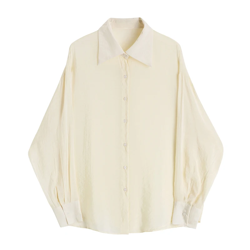 

SuperAen 2022 Women's Full Turn Down Collar Solid Casual Sunscreen Shirt Oversized Spring Sling Two Piece Set