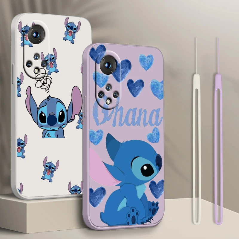 

Disney Stitch Cool For Honor X7 X8 60 50 30 20 X20 10X Pro Plus Lite Liquid Rope Silicone Candy Cover Phone Case