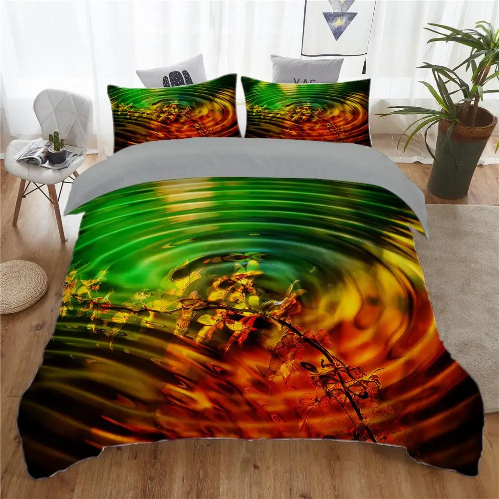 

Water Wave Duvet Cover Set Microfiber King Queen Size Quilt Cover Rainbow Water Wave Blue Sky White Cloud Reflection Bedding Set