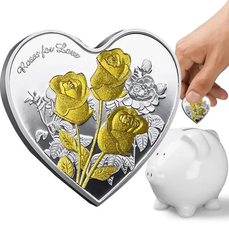 Памятная монета в форме сердца розы памятная коллекция монет I Love You