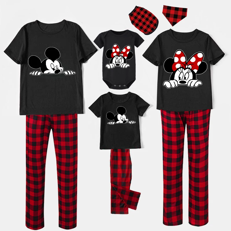Family Matching Pajamas Exclusive Design Cartoon Mice Black Pajamas Set