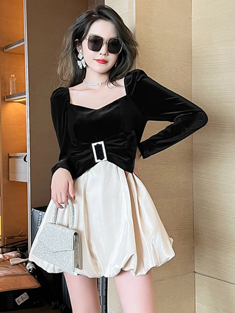 Женское бархатное платье в стиле ретро элегантное милое вечернее Клубное с