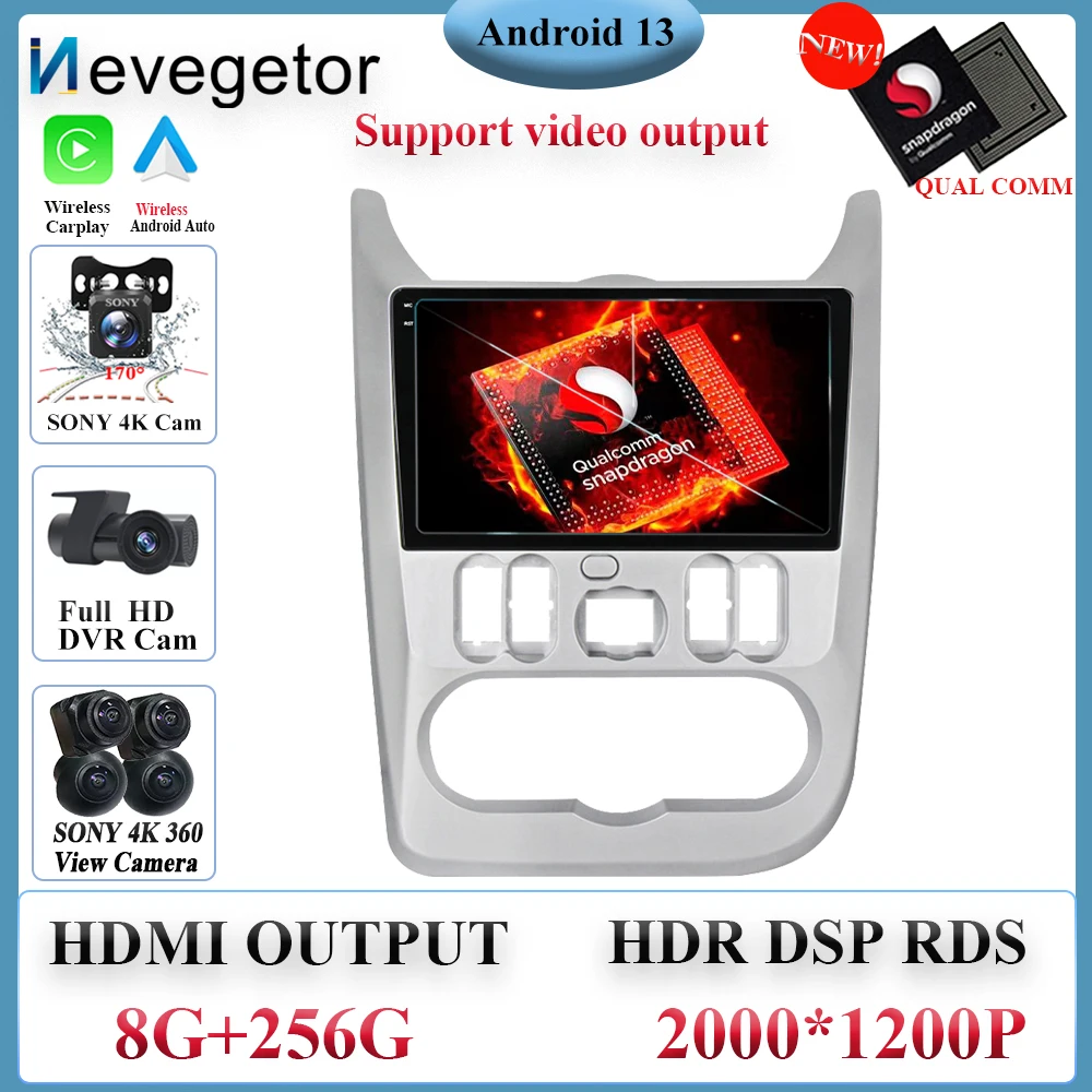 

Qualcomm 2 Din Android 13 Auto Radio For Renault Logan 1 Sandero 2009-2015 Dacia Duster 4G Wifi GPS DVD Autoradio