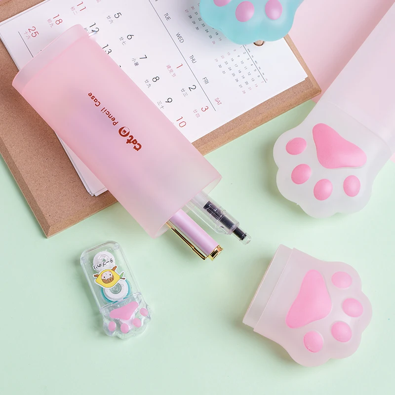 

Cute Cat Paw Pencil Case Storage Box Lovely Pink Cartoon Pen Case for School Girl Kawaii Stationery Gift Pouch Eraser Holder