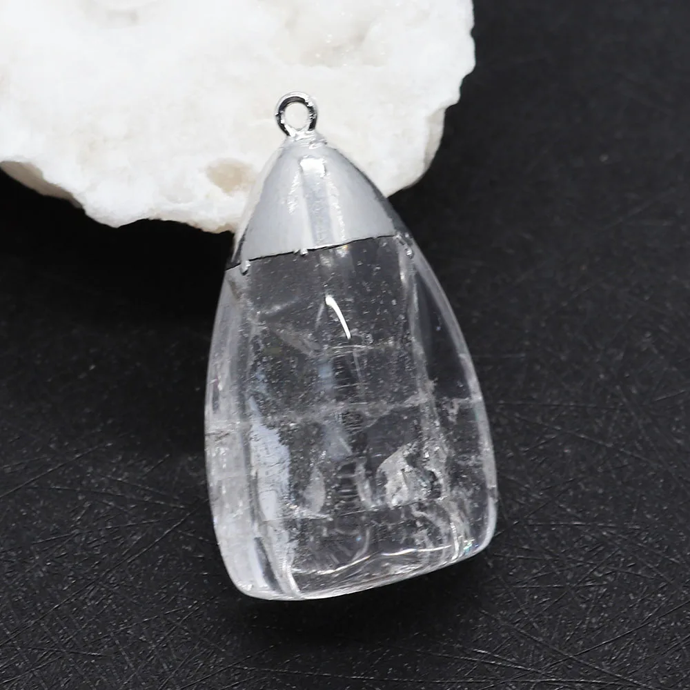 

Fine Natural Stone Crystal Pendants Polished Clear Quartzs for Jewelry Making DIY Fashion Necklace Reiki Gifts Irregular Cube