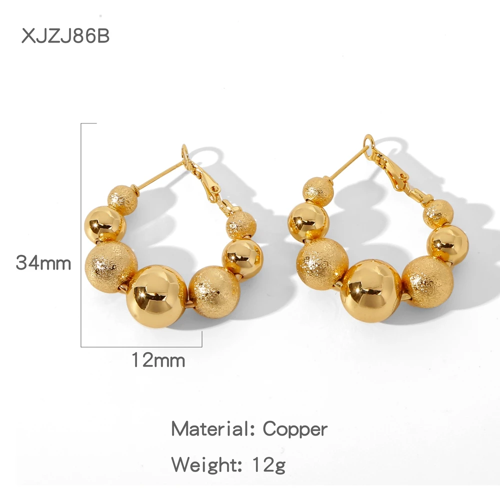 HONGTONG 2024 модные трендовые круглые серьги-кольца золотого цвета с бусинами для