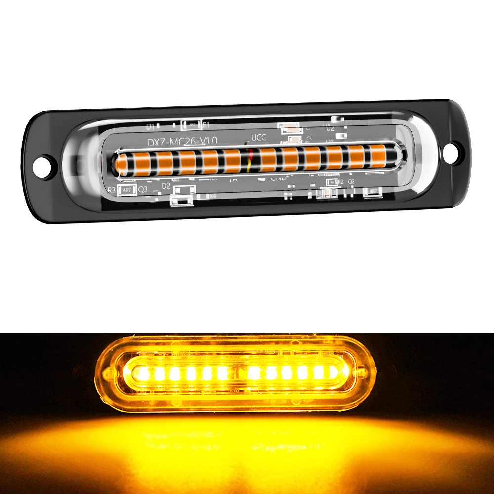 

1x Led Strobe Warning Light Strobe Grille Flashing Lightbar Truck Car Beacon Lamp Amber Traffic Light 12V 24V Car Light Constant