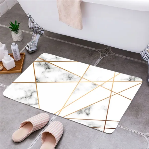 

Gold Art Marble Printed Bath Mat Non-Slip Home Bathroom Carpet Rug Mats Bedroom Kitchen Toilet Floor Decor Luxury Romantic 1pc