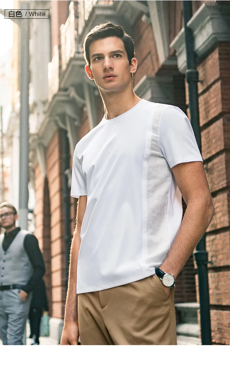 

7908 Solid color short-sleeved top Spring and summer new cool mercerized cotton simple casual T-shirt