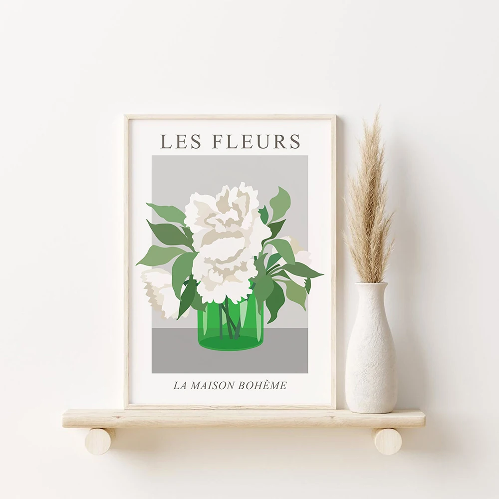 

Beautiful Les Fleurs Boheme Botanical Gallery Poster Canvas Wall Picture Art Abstract Boho Minimalist Decor Painting for Bedroom