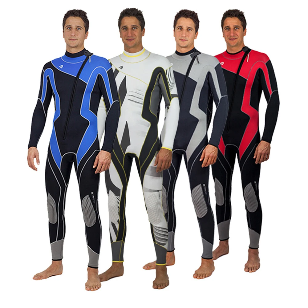 3MM Neoprene Men Wetsuit Swimming Surfing Scuba Diving Snorkeling Warm One-piece Long-sleeved Swimsuit Front Zipper Diving Suit