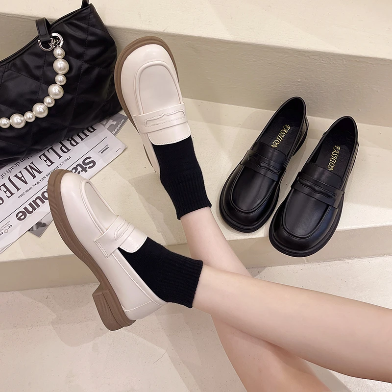 

Женские мокасины с круглым носком, белые кроссовки-оксфорды в британском стиле, повседневная обувь в стиле ретро, лето 2022