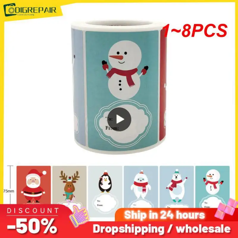 

1~8PCS Christmas Snowman Adhesive Labels Stickers Decoration Paper Scrapbooking Seal Thank You Stickers Stationery Supplies