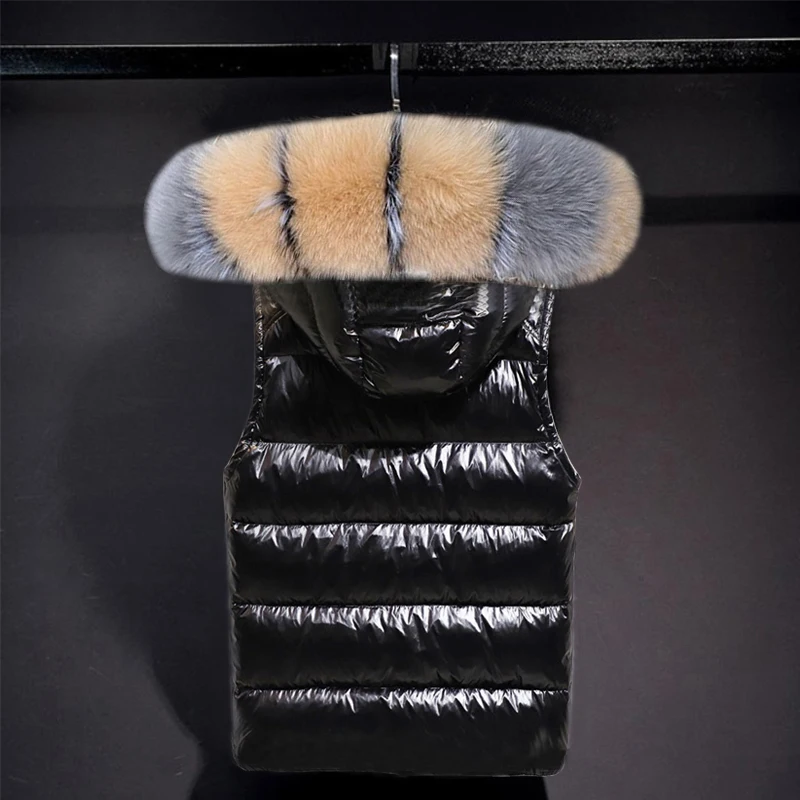 Женский жилет с воротником из натурального меха новинка 2024 осенне-зимняя