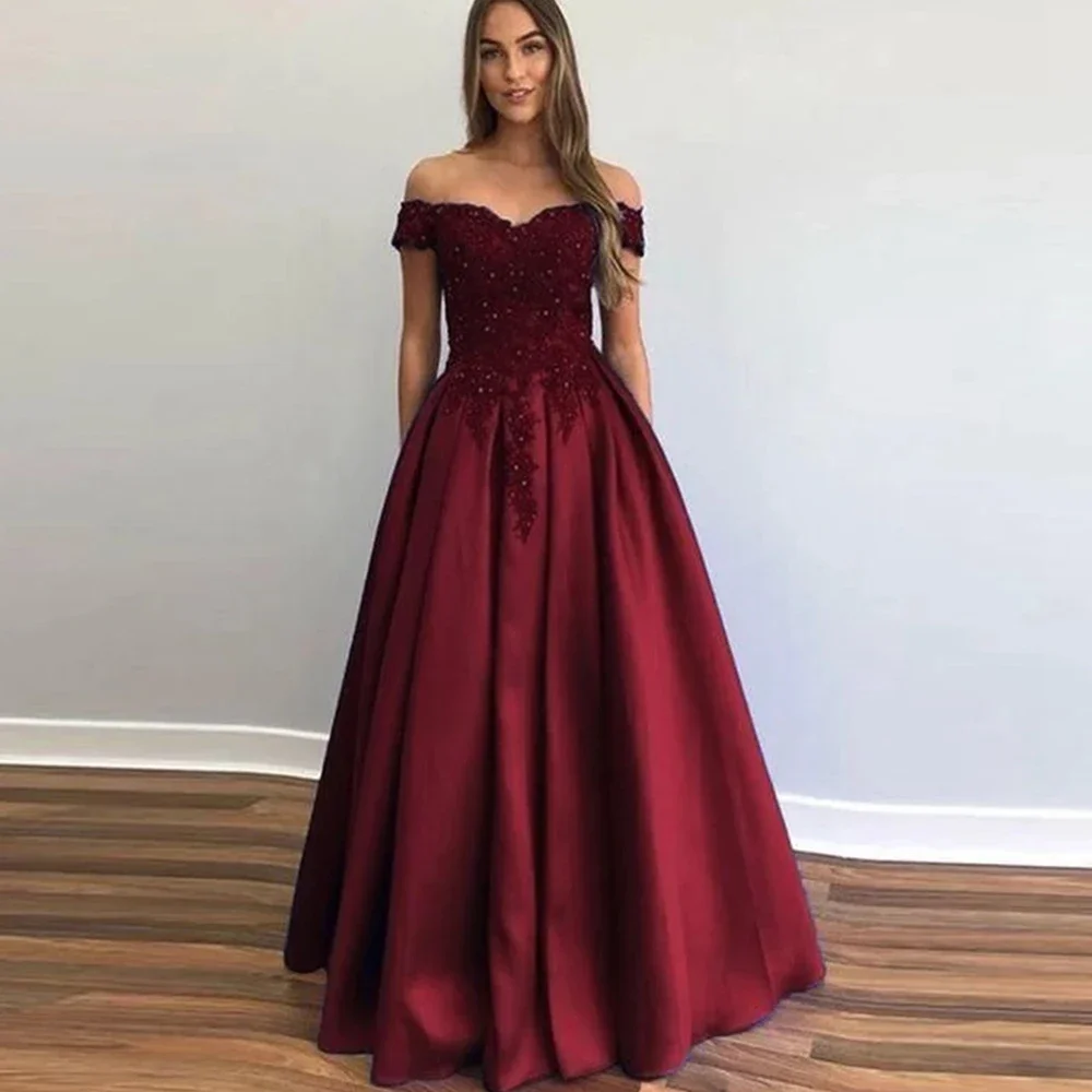 

Burgundy Sweetheart Satin Mermaid Evening Dresses Beads Floor Length Gown Long Elegant Formal Celebrity Customize