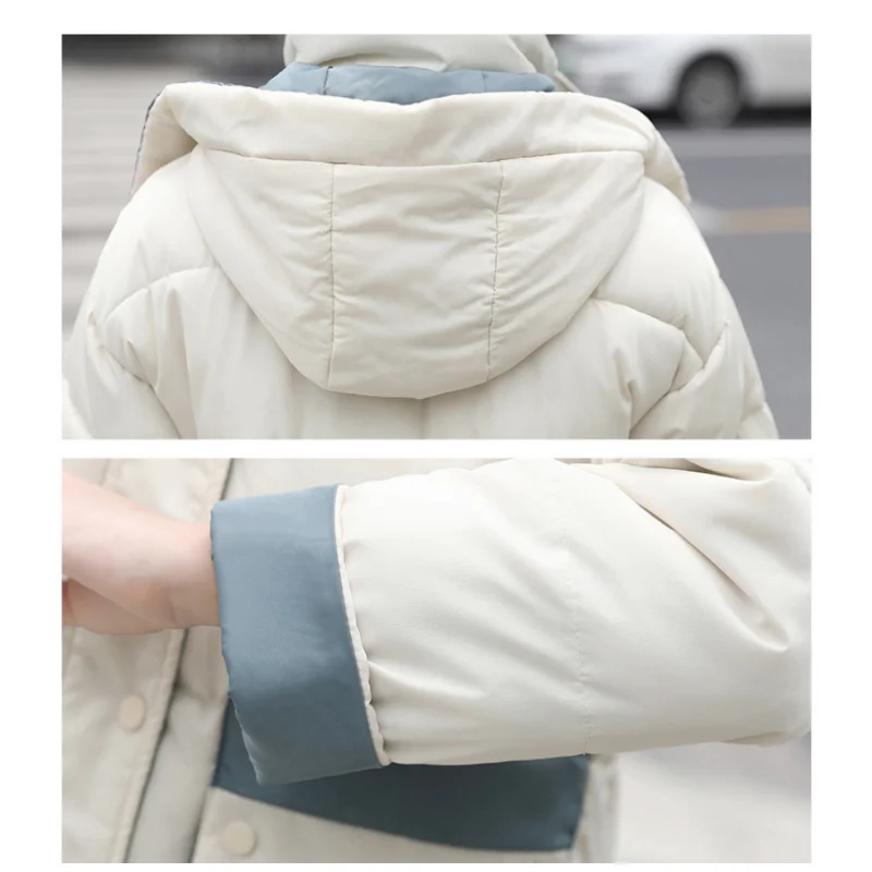 Cotton coat women plus long hooded loose women's padded jacket down thickened Woman Winter Parka's Outerwears Solid Color Courts