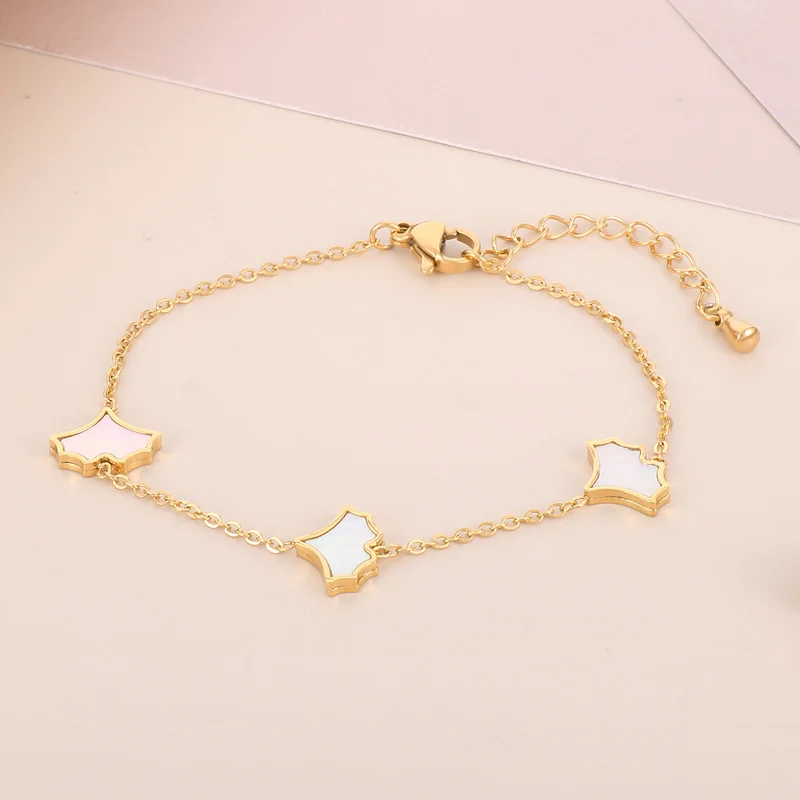 

Romantic Maple Leaf Bracelets For Women Gold Color Stainless Steel Wristband Gift Wedding Party Elegant Charm French Jewerly
