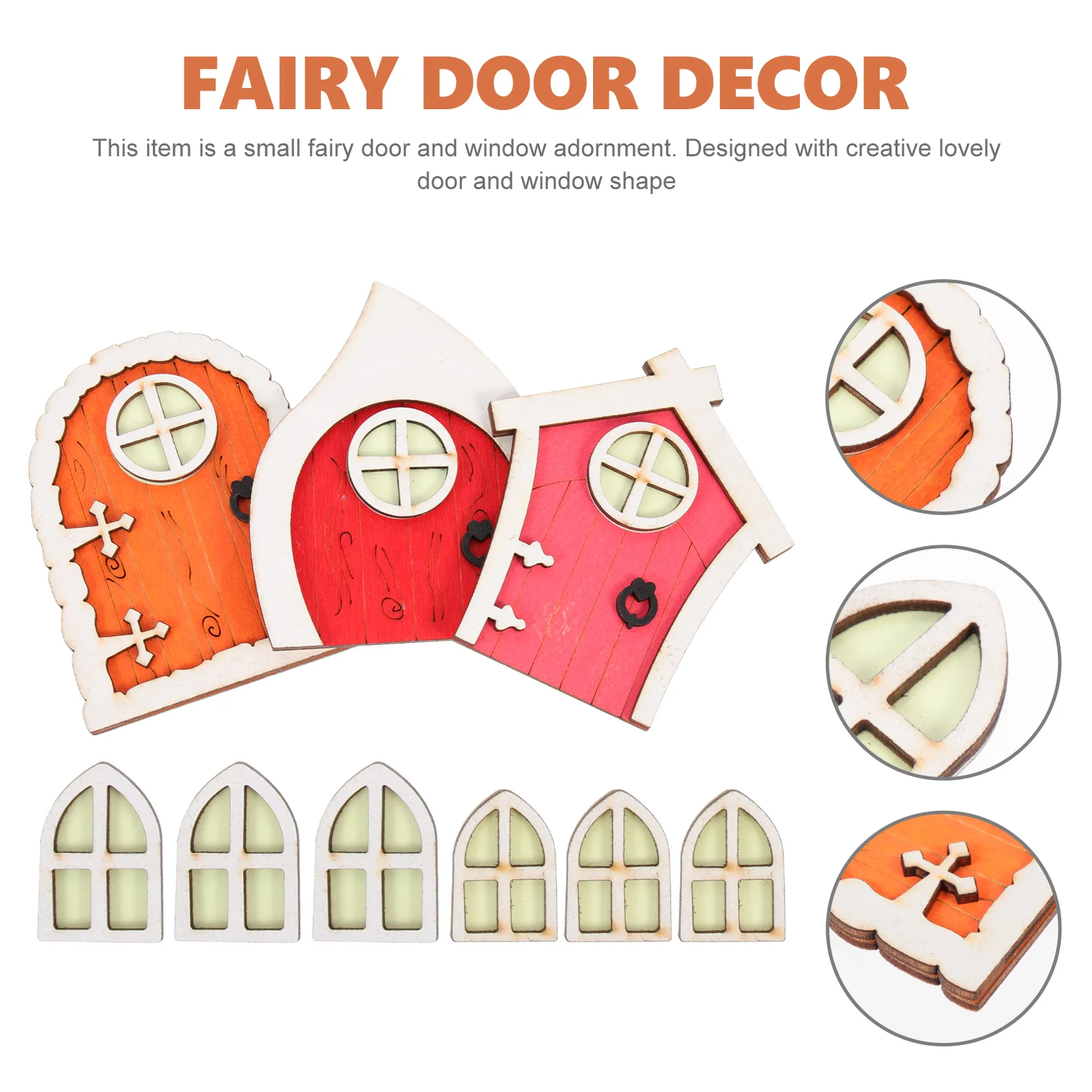 

3 Sets Dollhouse Elf Gate Garden Fairy Door Decor Tree Miniature Wood Trim Decorate Wooden