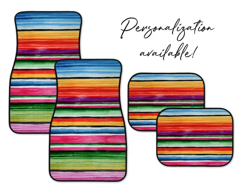 

Serape Car Mats in Watercolor, Personalization Available