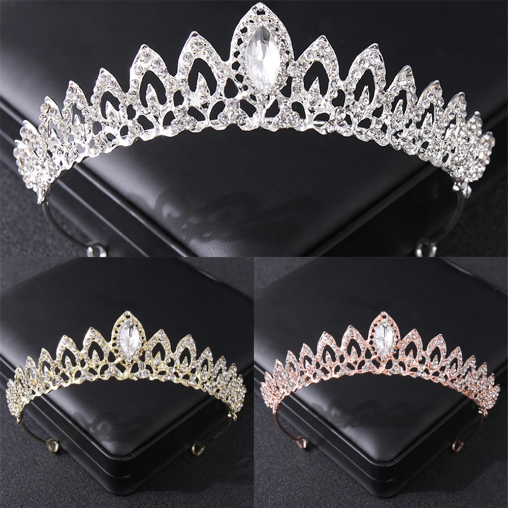 

SilverColor, хрустальные короны и диадемы, розовое золото, искусственная повязка на голову для женщин, стразы ювелирные изделия