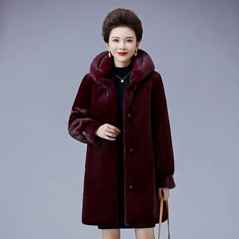 Women's Luxury Mink Fur Coat Warm Coat New Fur High-end Mink Top Warm Women's Hooded Fluffy Jacket for Fall and Winter