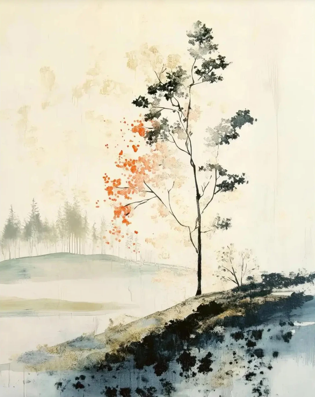 

Печать на холсте "Современный китайский минималистский дзен дзен мирный пейзаж"