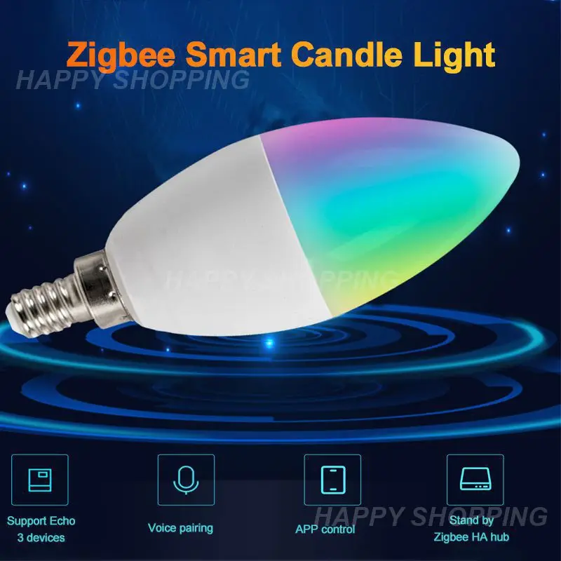 

Led Bulb Smart Home Zigbee 3.0 5w Tuya Rgbcw Works With Alexa Google Home Smart Candle Bulb Voice Control E12 E14