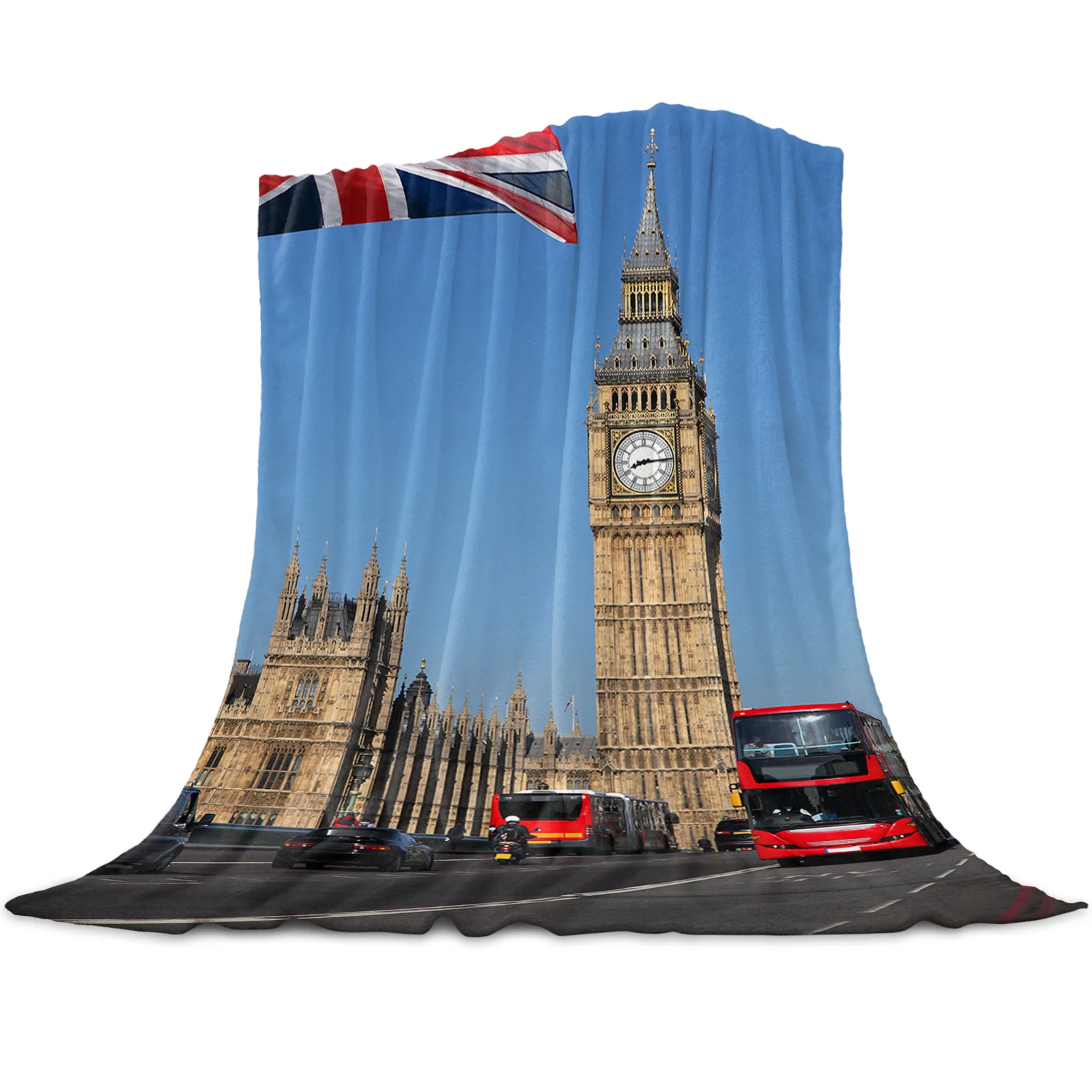 

Fleece Blanket Winter Bedspread Sofa Bed Throw Light Thin London Telephone Booth Coral Soft Warm Flannel Blankets