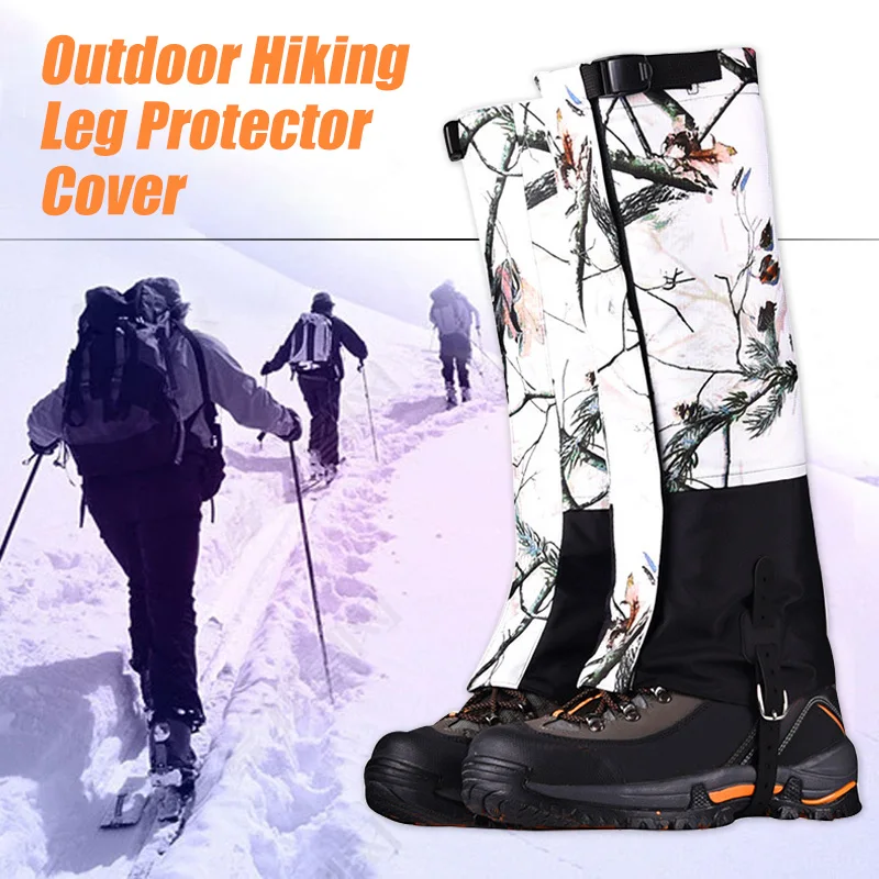 

40/44.5cm White Camo Print Waterproof Snow Leg Gaiters Ski Hiking Boot Legging Warmer Adjustable Camping Hunting Knee Shoe Cover