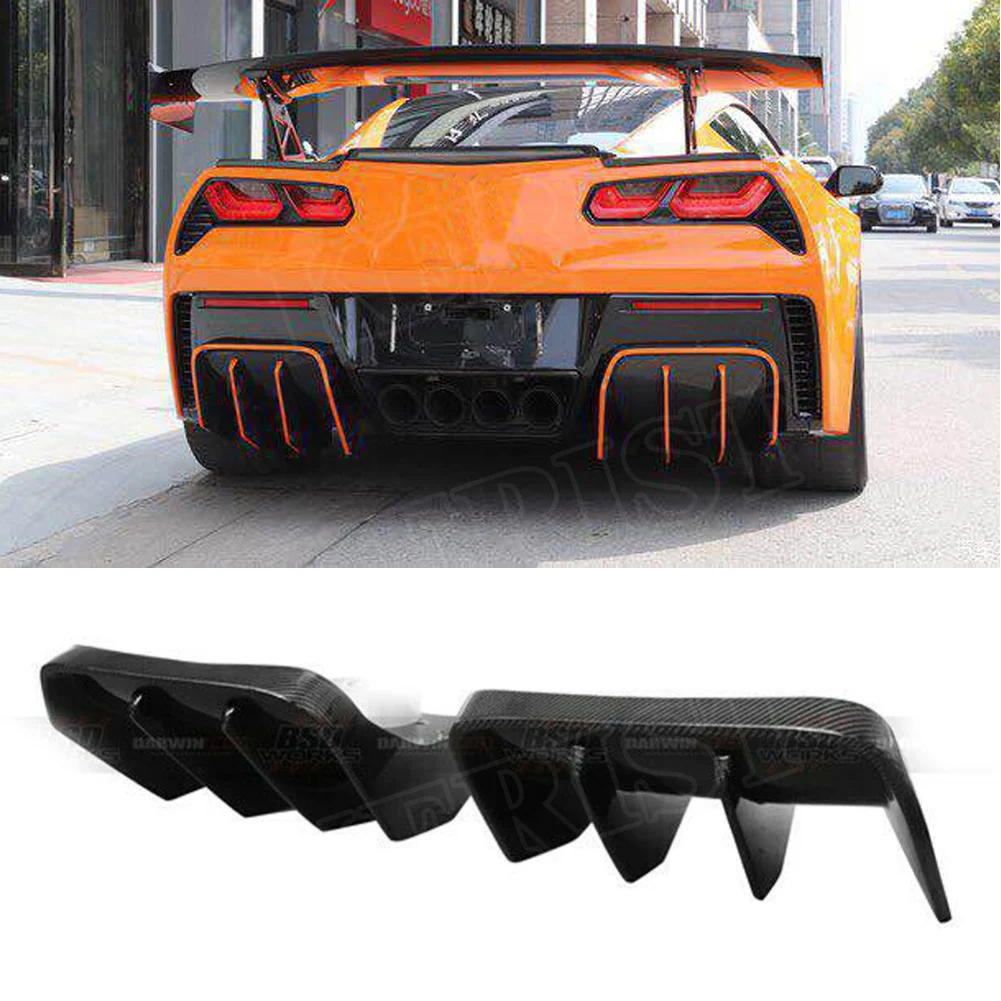 Диффузор из углеродного волокна в стиле BKSS задние 2 шт. подходит для 2014-2019 Corvette C7
