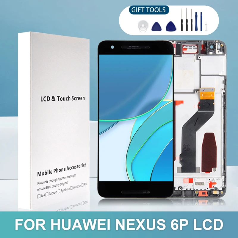 

Сенсорный ЖК-экран 5,7 дюйма для Huawei NEXUS 6P, 1 шт., дигитайзер для Google 6P, дисплей в сборе с инструментами, бесплатная доставка