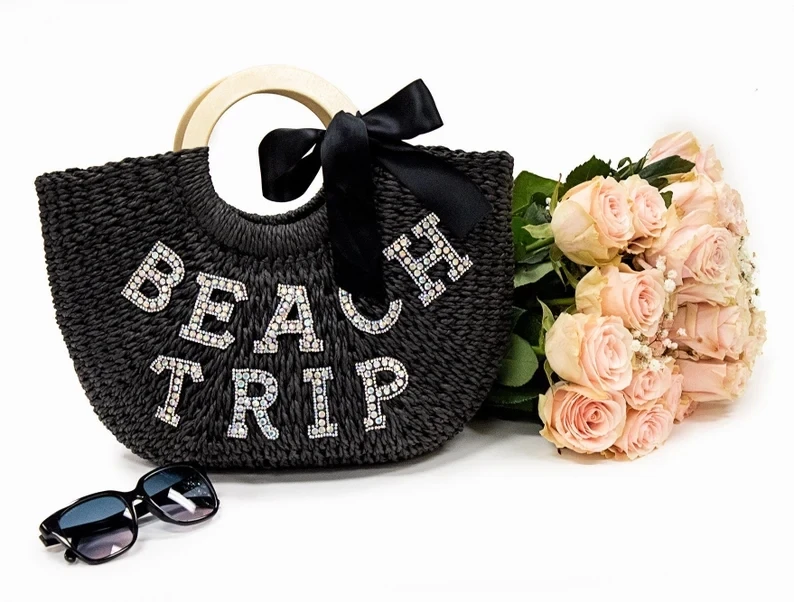 Bride Custom Beach Bag Personalized Straw Basket Bridal Shower Customized Straw Bags Custom Beach Bag Straw Tote Customized Bags