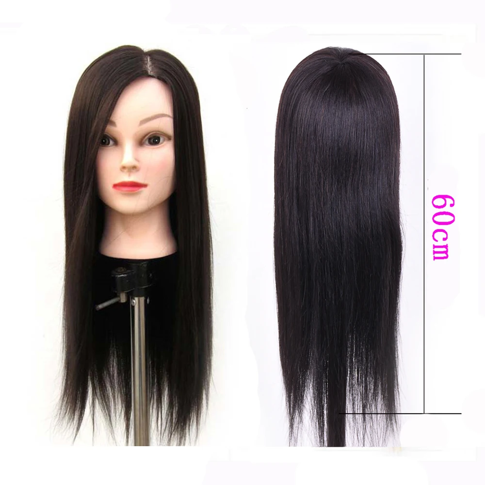 High Quality Synthetic Hair Hairdressing Training Mannequin Practice Head For Hairdressers Cutting Or Edit 60cm Long Hair