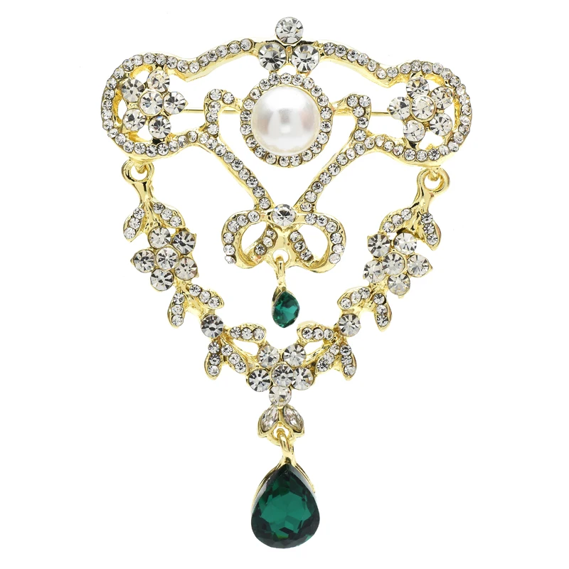 

Wuli&baby Palace Style Flower Brooches For Women Rhinestone Waterdrop Geometric Shape Party Office Brooch Pins Gifts