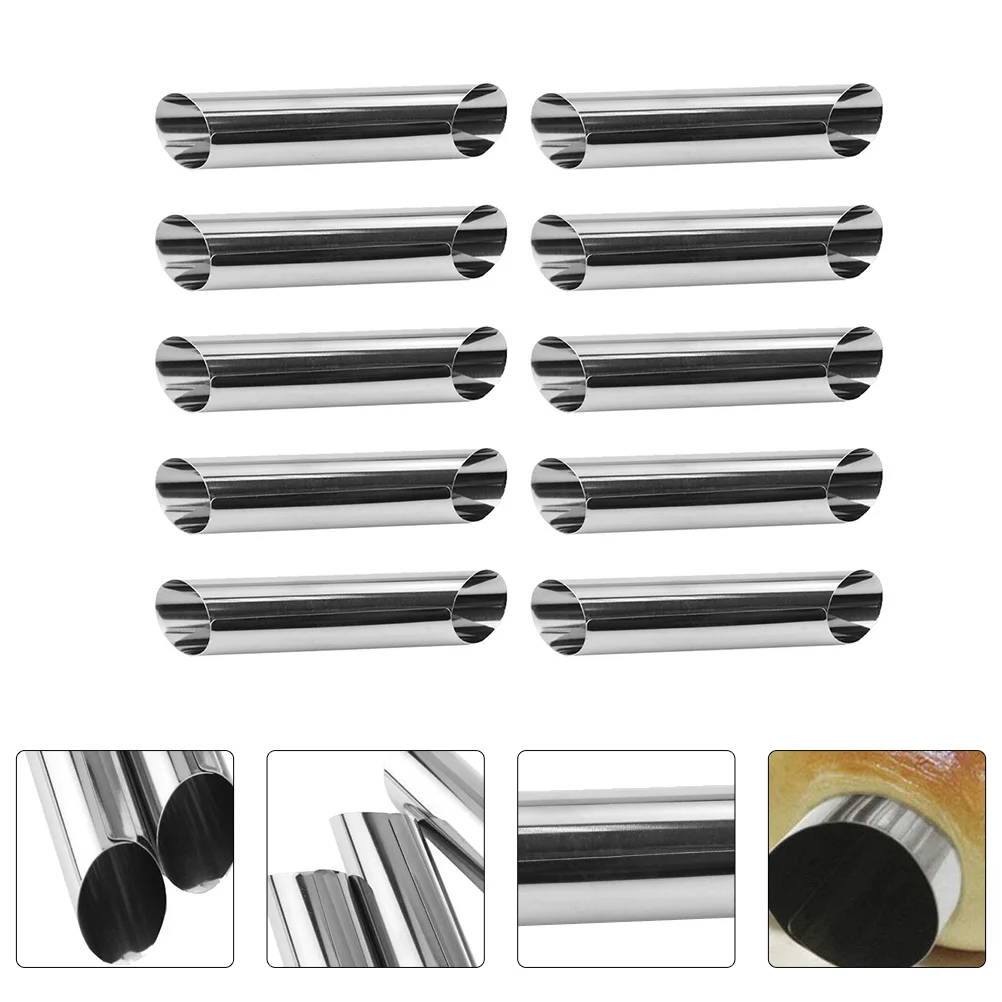 

Cannoli Horn Molds Mold Forms Non Stick Croissant Tubes Roll Lady Form Pastry Cones Baking Stainless Steel Rolls Danish Cream