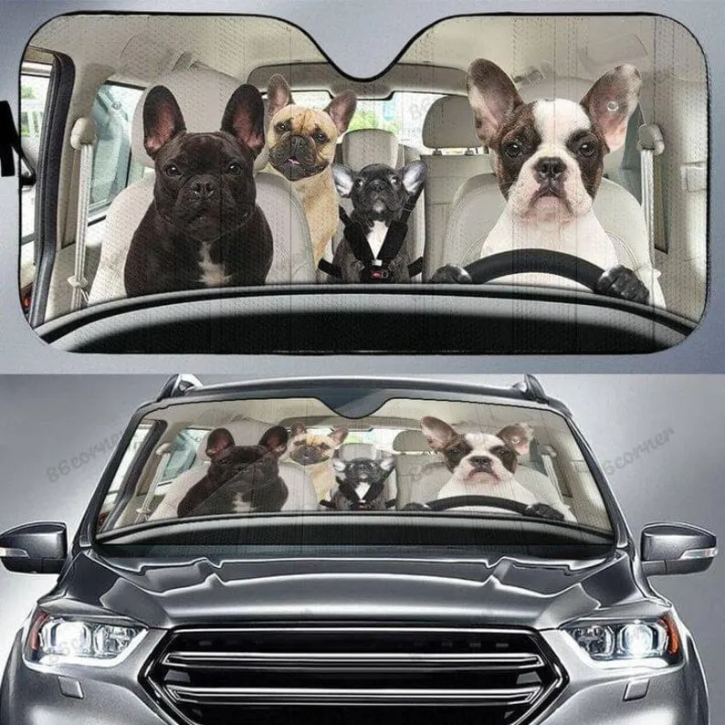 

French Bulldog Sunshade, French Bulldog Family Hang Out, French Bulldog Lover Gift, Car Decorative Car Accessories