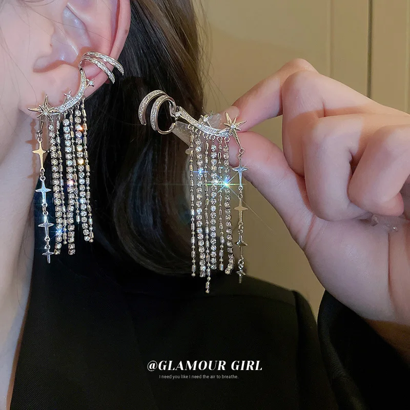 

Блестящие золотые звезды, серьги-цепочки для женщин, аксессуары, ювелирные изделия Y2k, тренд 2023, бижутерия, праздничные подарки