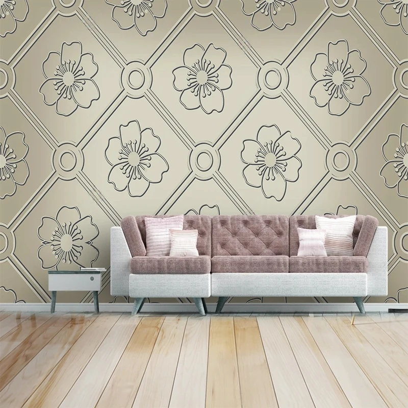 

Modern Minimalist Wallpaper European 3D Geometric Patterns Flowers Painting Mural Paper for Bedroom Living Room Home Decoration