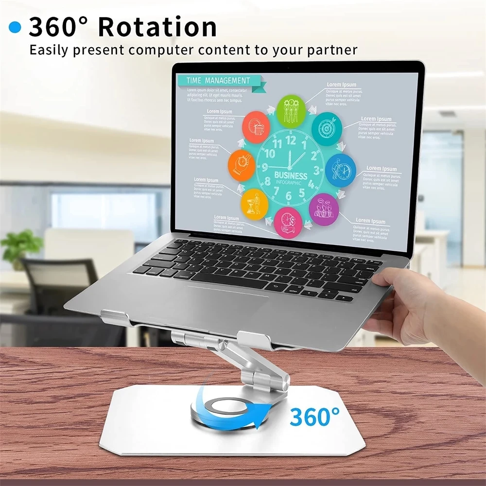 

Подставка для ноутбука, вращающаяся на 360 °, регулируемая по высоте, со складным нескользящим кронштейном, подставка для ноутбука MacBook, для в...