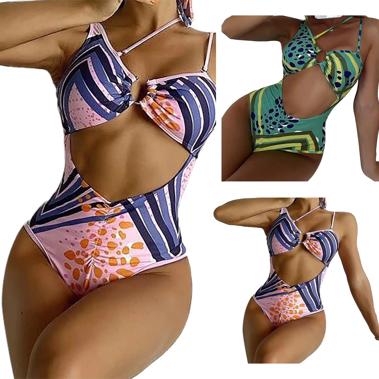 

Ladies' Swimsuits Sexy Bikini Print Conjoined Swimsuits Beachwear Sports Brazilian Hawaii Beach Swimwear for women