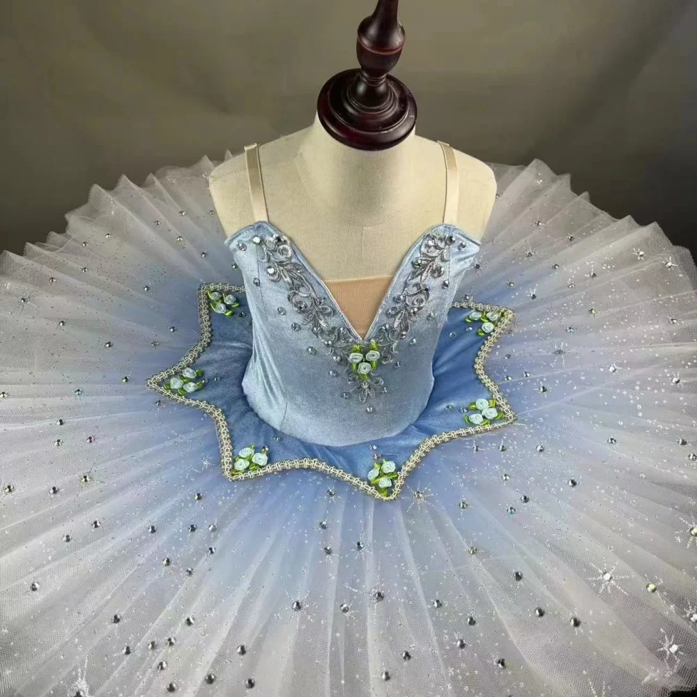 Профессиональная балетная пачка для девочек синяя балерина танцевальный костюм