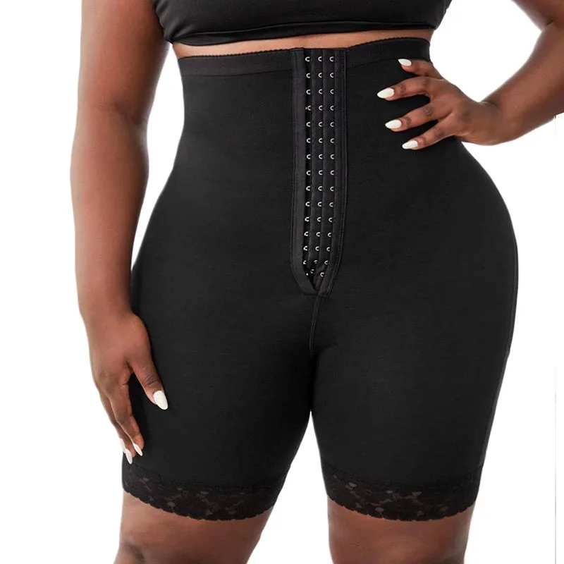 Lace Trim Shapewear Shorts Women High Waist Butt Lifter Control Pants Back Smoothing Shapewear