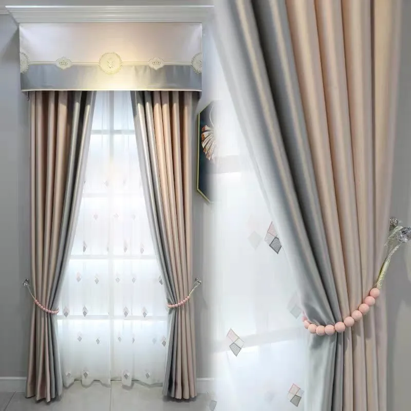 

2020 New Modern Light Luxury Thick Cotton Satin High-end Nordic Minimalist Screens Curtains For Living Room Bedroom