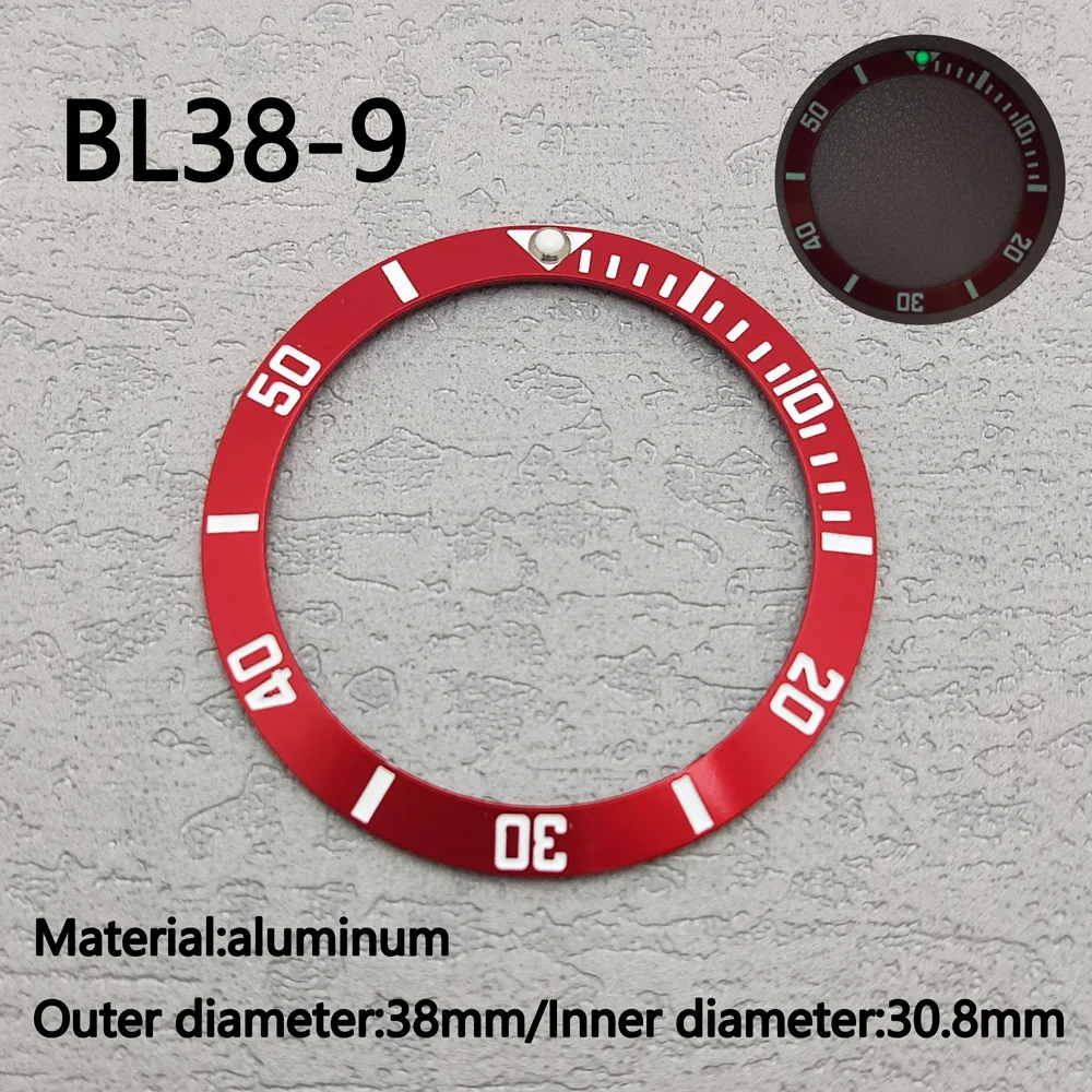 38mm*30.8mm Aluminum Bezel watch Insert For 40mm Mens Watch Replace Accessories Watch Face Watch Bezel Inserts
