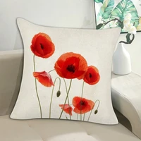 linen creative fashion square floral printing pillowcase single side printed pillow cover colorfast for daily use