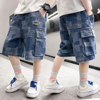 childrens clothing boy summer clothing pants shorts 2022 new medium and big children thin summer capris boy jeans